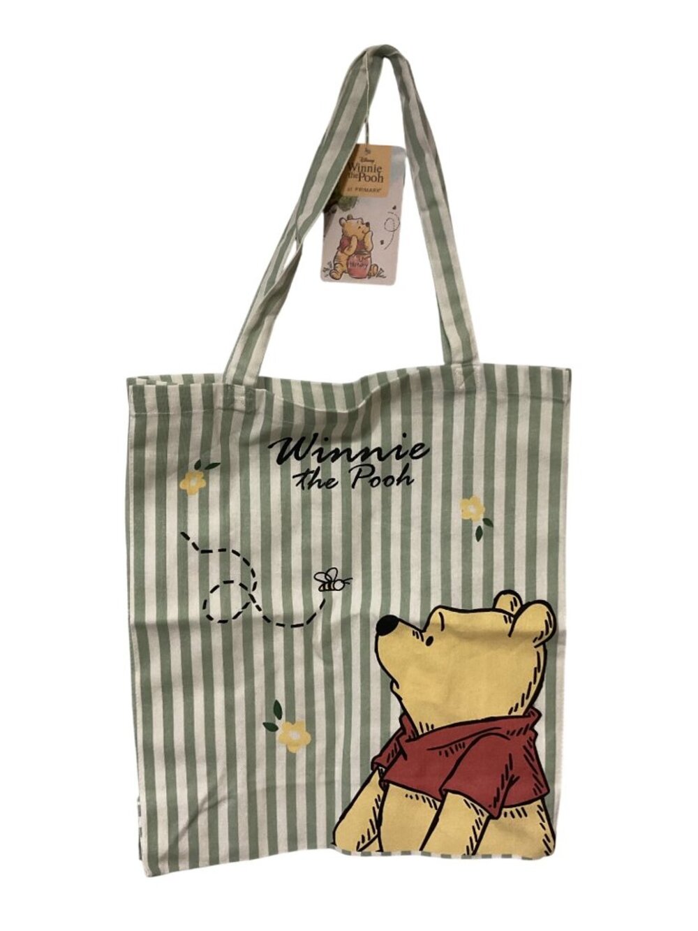 Disney Winnie the Pooh Primark Striped Canvas Tote Bag NWT